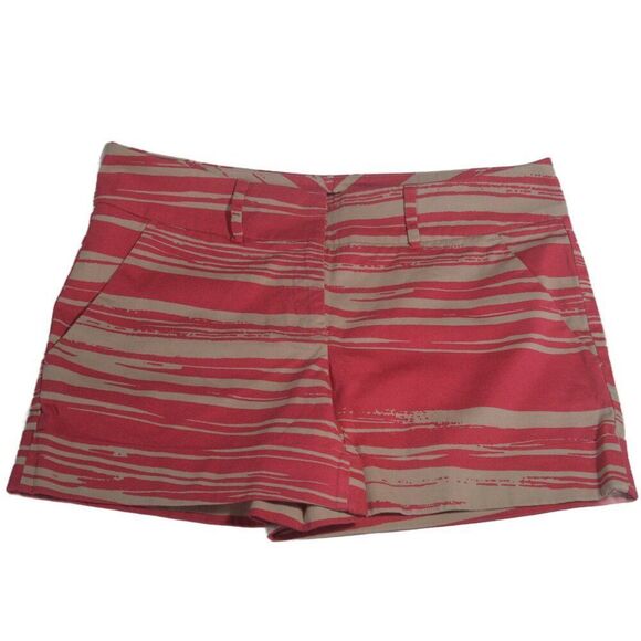 NY&C 7th Avenue Suiting Shorts Size 6 Pink Tan Striped Cuffed - Picture 1 of 5